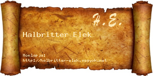 Halbritter Elek névjegykártya